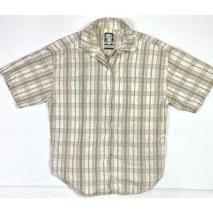 Futures Shirt Women's 18 W Button Up Short Sleeve Beige Check India